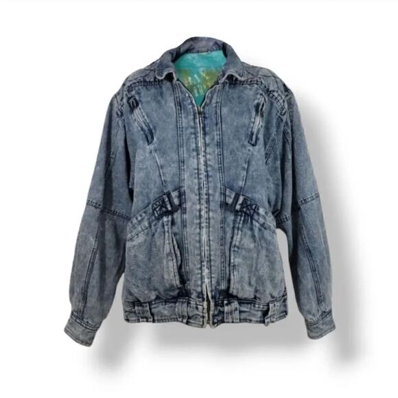 Vintage 80s Urban Equipment Acid Wash Denim Jean Jacket Size Small/Medium - Picture 1 of 8